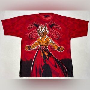 VINTAGE Extreme Limit Anime Dragon Jersey T-shirt Men Large Red Short Sleeve